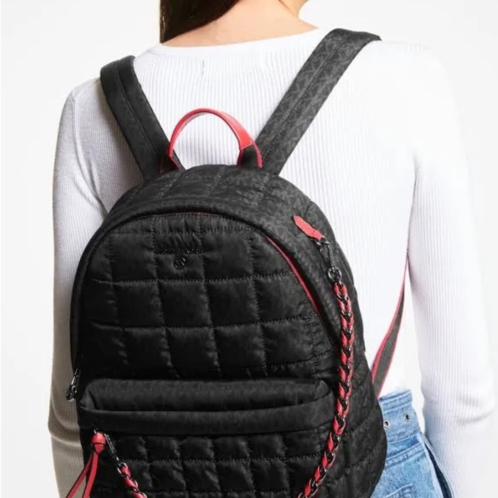 Michael Kors Stylish Black and Pink Quilted Purse Backpack